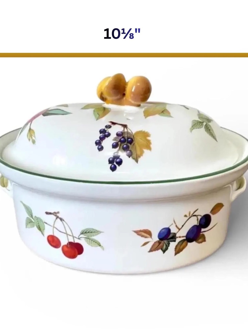 Vintage Royal Worcester Evesham Fine Porcelain Casserole Dish 2.5 Qt, England